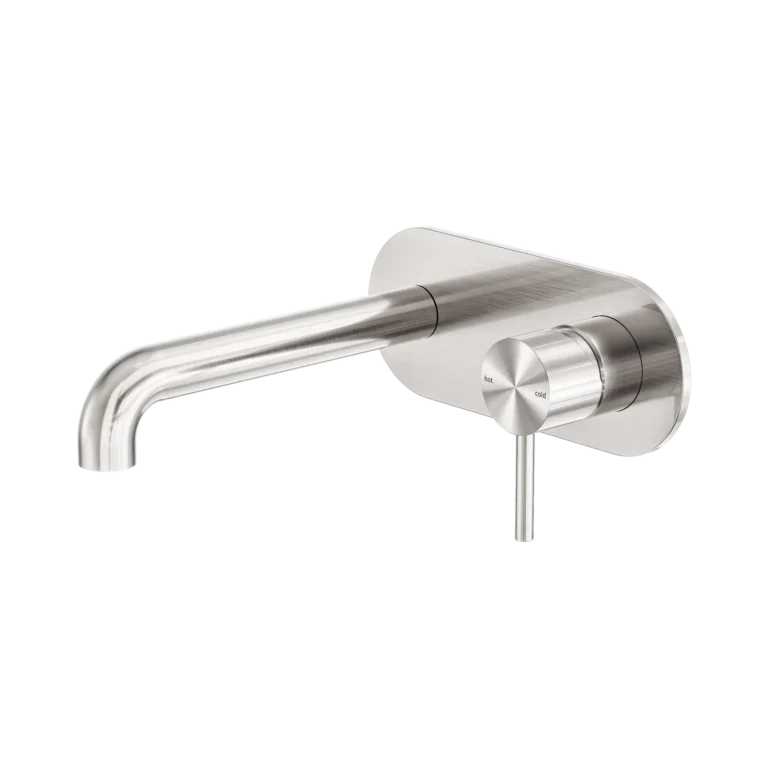 Zen SS316L Wall Basin/Bath Mixer 185mm Spout - Brushed Nickel