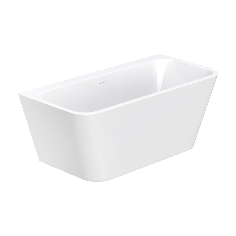 Delta Back-To-Wall Acrylic Bath with Overflow, Gloss White, 1500mm