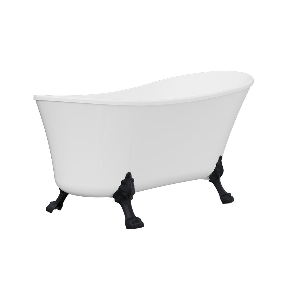 Clawfoot Freestanding Acrylic Bath, 1500mm, Matte Black Feet