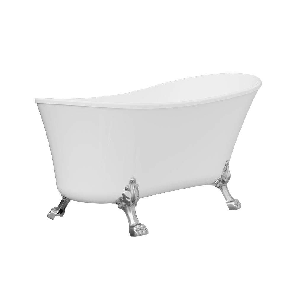 Clawfoot Freestanding Acrylic Bath, 1500mm, Brushed Nickel Feet