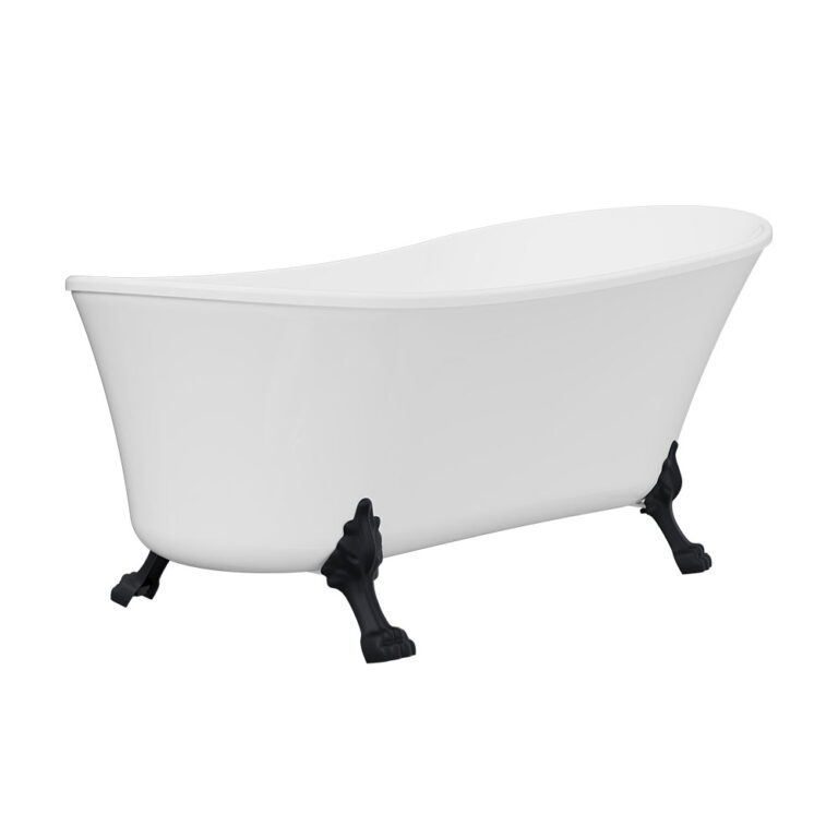 Clawfoot Freestanding Acrylic Bath, 1700mm, Matte Black Feet