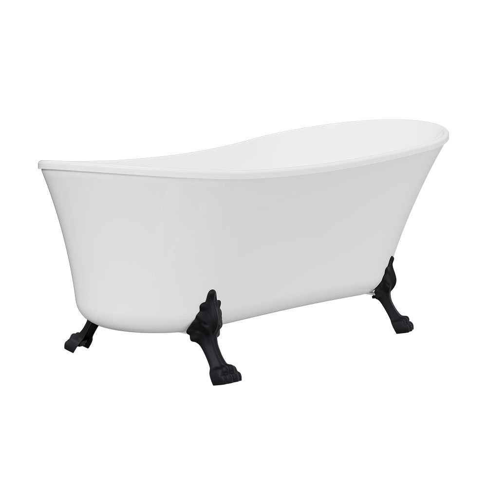 Clawfoot Freestanding Acrylic Bath, 1700mm, Matte Black Feet
