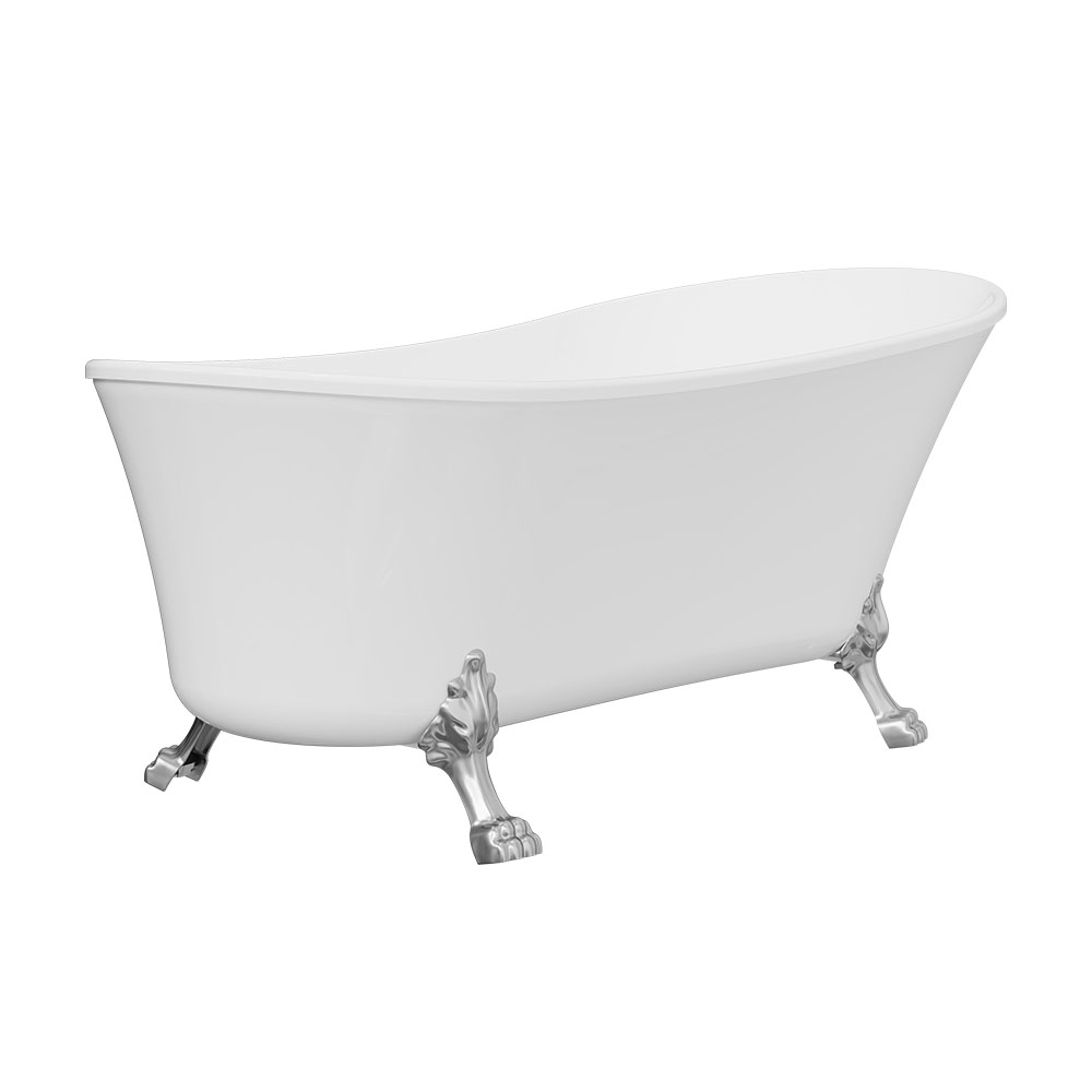 Clawfoot Freestanding Acrylic Bath, 1700mm, Brushed Nickel Feet