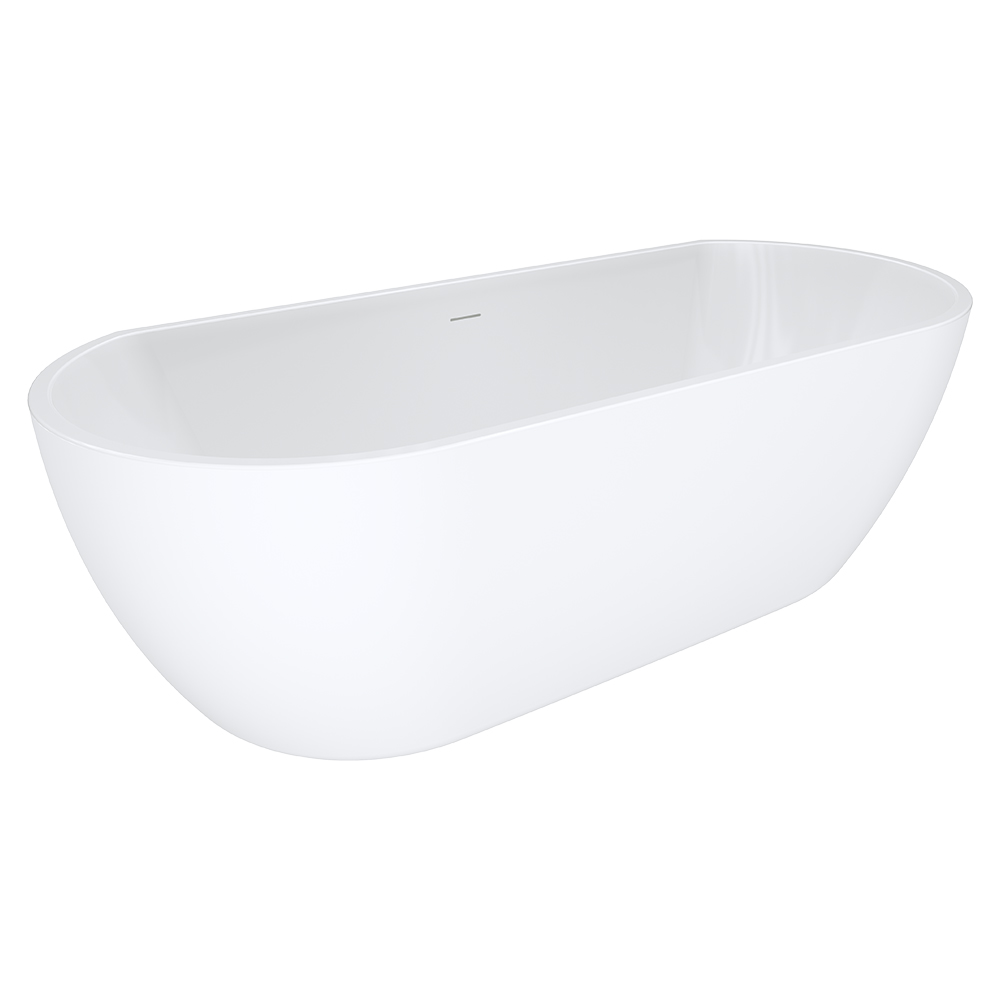 Dalia Back-to-Wall Acrylic Bath with Overflow, 1700mm
