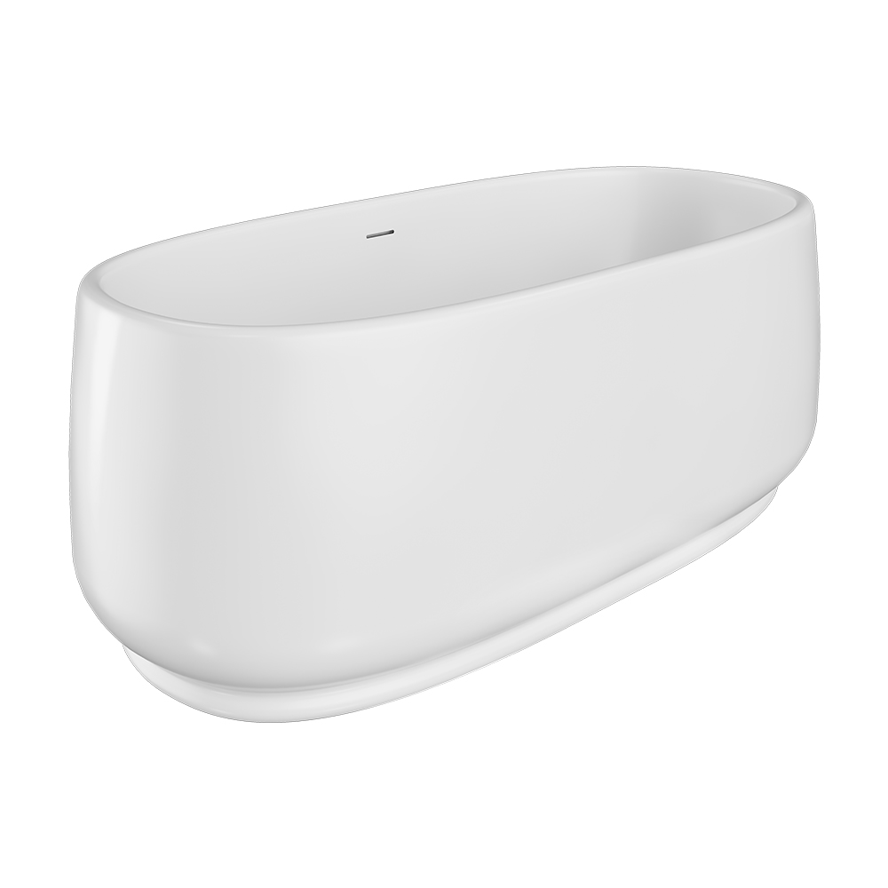 Eden Freestanding Acrylic Bath, 1550mm, Gloss White with overflow