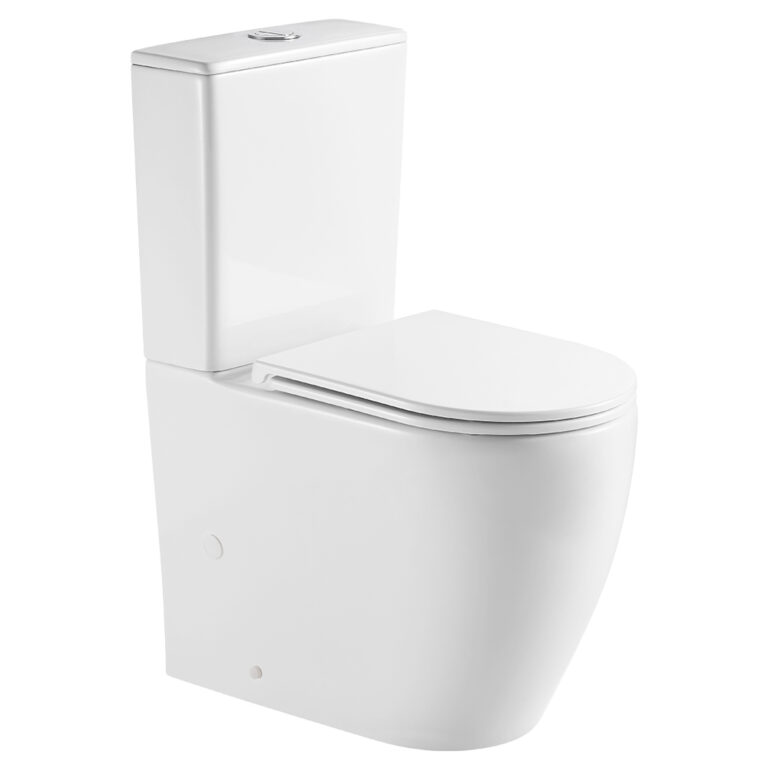 Alix Slim Cistern Back-to-Wall Toilet Suite, Gloss White with Slim Seat