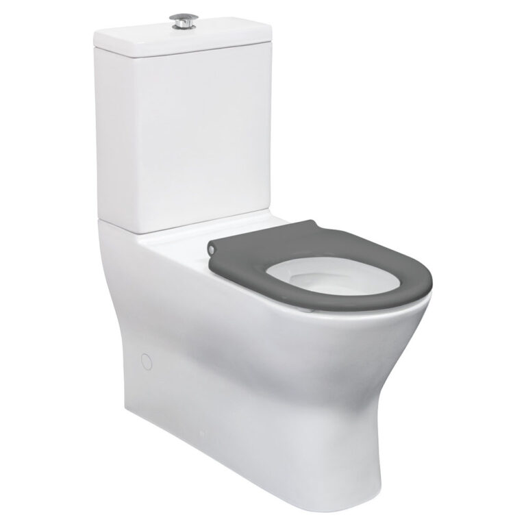 Delta Care Back-to-Wall Toilet Suite, Gloss White with Grey Seat