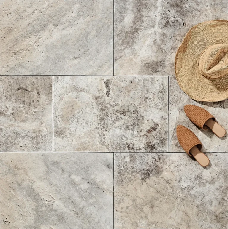 Silver Travertine Pool Coping